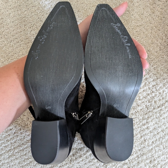 Sam Edelman Walden Ankle Boot Black Suede Block Heel Zipper Bootie - Picture 8 of 12